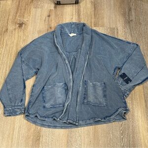 LUCKY BRAND GARMET DYED OPEN COTTON CARDIGAN SZ L NWT
